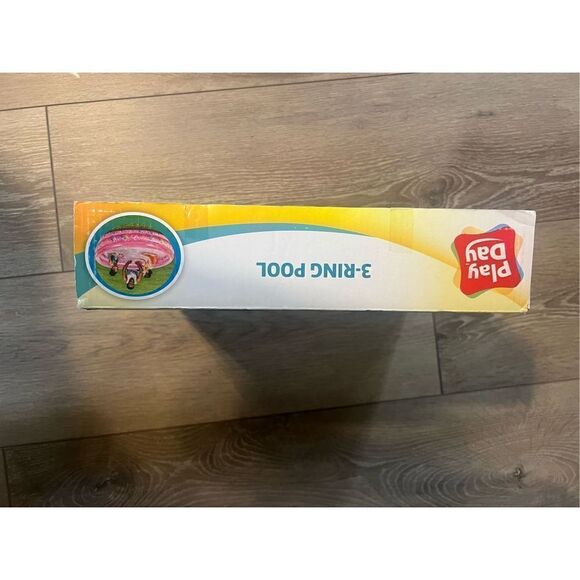 Play Day Kids Round Inflatable 3 Ring Kiddie Outdoor Pool Pink Pony Unicorn New - Picture 4 of 9